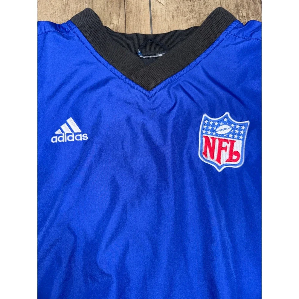 Adidas NFL Pullover Windbreaker Jacket Blue Mens V Neck Long‎ Sleeve